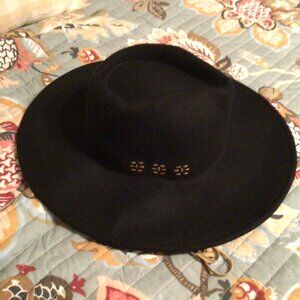 Women Wide Brim 100% Wool Rhinestone Fedora Hat Universal Thread Black One size